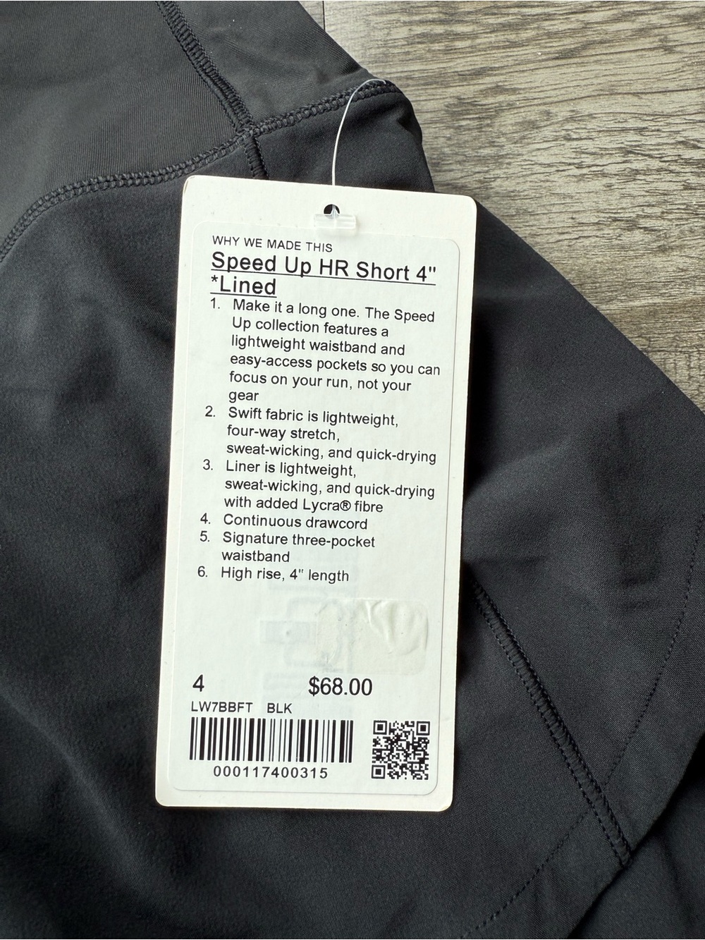 NWT Lululemon Women's Speed Up High Rise Shorts 4” Lined Black Size 4 LW7BBFT! - Picture 3 of 9